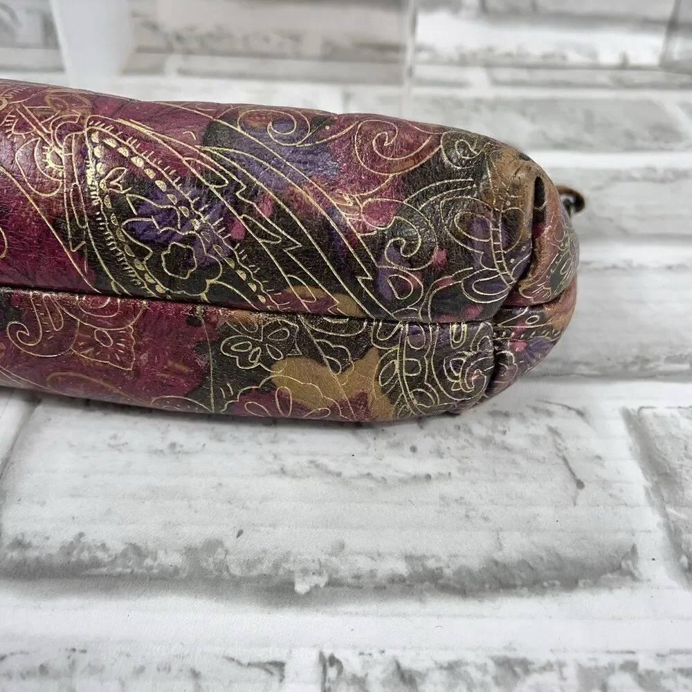 Patricia Nash Foldover Floral Embossed Leather Wristlet Clutch Handbag